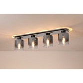 Photograph: Idolite Snowdon 4 Light Flush Linear Ceiling Light In Polished Chrome Complete With Smoke Fade Glasses