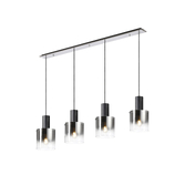 Photograph: Idolite Snowdon 4 Light Linear Pendant In Black With Smoke Ombre Glass Shades