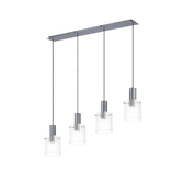 Photograph: Idolite Snowdon 4 Light Linear Pendant In Dark Grey With Clear Ribbed Glass Shades