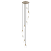 Photograph: Idolite Snowdon 9 Light Cluster Pendant In Gold With Clear Ribbed Glass Shades