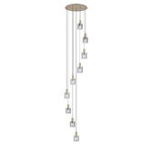 Photograph: Idolite Snowdon 9 Light Cluster Pendant In Gold With Smoke Ribbed Glass Shades