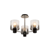 Photograph: Idolite Snowdon Black Finish 3 Light Semi Flush Ceiling Light C/W Smoked/Clear Ombre Glasses