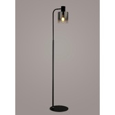 Photograph: Idolite Snowdon Black Floor Lamp With Smoke/Clear Ombre Glass Shade