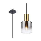 Photograph: Idolite Snowdon Brass And Black 1 Light Pendant Complete With Smoke Fade Glass