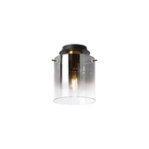 Photograph: Idolite Snowdon Brass And Black Flush Ceiling Light Complete With Smoke Fade Glass