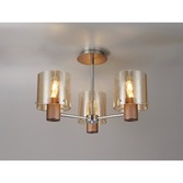 Photograph: Idolite Snowdon Mocha Finish 3 Light Semi Flush Ceiling Light C/W Amber Glasses