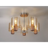 Photograph: Idolite Snowdon Mocha Finish 5 Light Semi Flush Ceiling Light C/W Amber Glasses