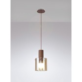 Photograph: Idolite Snowdon Mocha Finish Single Pendant Light C/W Amber Glass