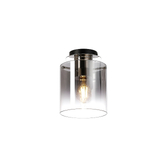 Photograph: Idolite Snowdon Single Flush Ceiling Light In Polished Nickel With Smoke Ombre Glass Shade