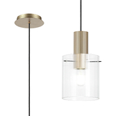 Photograph: Idolite Snowdon Single Pendant Light In Gold With Clear Ribbed Glass Shade