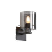 Photograph: Idolite Snowdon Single Wall Light In Dark Grey With Smoke Ribbed Glass Shade