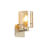 Photograph: Idolite Snowdon Single Wall Light In Gold With Amber Ribbed Glass Shade