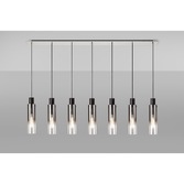 Photograph: Idolite Snowdon Slim Black/Polished Chrome 7 Light Linear Bar Pendant With Smoked/Clear Ombre Glass Shades