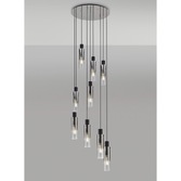 Photograph: Idolite Snowdon Slim Black/Polished Chrome 9 Light Pendant With Smoked/Clear Ombre Glasses