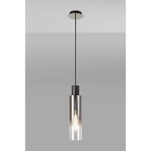 Photograph: Idolite Snowdon Slim Black/Polished Chrome Single Pendant Light With Smoked/Clear Ombre Glass