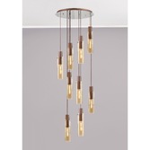 Photograph: Idolite Snowdon Slim Mocha 9 Light Cluster Pendant Complete With Amber Glass Shades