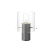 Photograph: Idolite Snowdon Table Lamp In Dark Grey With Clear Ribbed Glass Shade