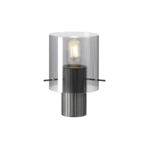 Photograph: Idolite Snowdon Table Lamp In Dark Grey With Smoke Ribbed Glass Shade