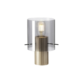 Photograph: Idolite Snowdon Table Lamp In Gold With Smoke Ribbed Glass Shade