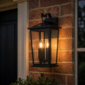 Photograph: Idolite Stafford Large Black Taped Downward Facing Wall Light Complete With Clear Glass - IP54