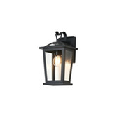 Photograph: Idolite Stafford Small Black Taped Downward Facing Wall Light Complete With Clear Glass - IP54
