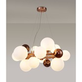 Photograph: Idolite Stockwell Antique Copper 12 Light Round Pendant Light C/W Frosted Glass Globes