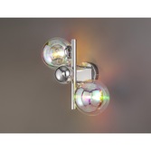 Photograph: Idolite Stockwell Polished Chrome 2 Light Wall Light C/W Iridescent Glass Globes