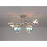 Photograph: Idolite Stockwell Polished Chrome 4 Light Semi-Flush Ceiling Light C/W Iridescent Glass Globes