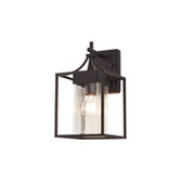 Photograph: Idolite Surrey Oil Rubbed Brass Finish Cube Wall Light Complete With Clear Seeded Glass - IP54