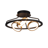 Photograph: Idolite Tacita 3 Light Led Round Semi-Flush Ceiling Light In Satin Black/Gold