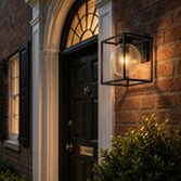 Photograph: Idolite Telford Satin Black Small Large Frame Outdoor Wall Light Complete With Clear Seeded Glass - IP54