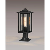 Photograph: Idolite Trentham Rectangular Black Post Lamp Complete With Clear Glass - IP54