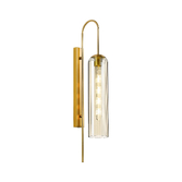 Photograph: Idolite Var Gold Linear Wall Light Complete With A Cognac Cylindrical Ribbed Glass