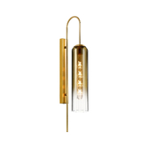 Photograph: Idolite Var Gold Long Linear Wall Light Complete With A Gold Fade Cylindrical Ribbed Glass