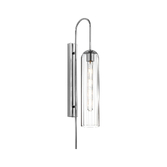 Photograph: Idolite Var Polished Nickel Long Linear Wall Light Complete With A Clear Cylindrical Ribbed Glass