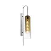 Photograph: Idolite Var Polished Nickel Long Linear Wall Light Complete With A Gold Fade Cylindrical Ribbed Glass