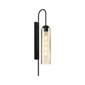 Photograph: Idolite Var Satin Black Long Linear Wall Light Complete With A Cognac Cylindrical Ribbed Glass