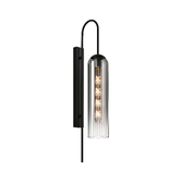 Photograph: Idolite Var Satin Black Long Linear Wall Light Complete With A Smoke Fade Cylindrical Ribbed Glass