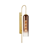 Photograph: Idolite Var Satin Gold Long Linear Wall Light Complete With A Copper Fade Cylindrical Ribbed Glass