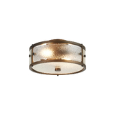 Photograph: Idolite Vault 25cm 2 Light Round Flush Bathroom Ceiling Light Painted Bronze/Clear Diamond Pattern (C) Glass - IP44