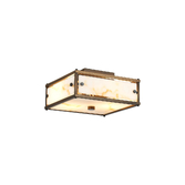 Photograph: Idolite Vault 25x25cm 2 Light Square Flush Bathroom Ceiling Light Painted Bronze/Brown Faux Alabaster (B) Glass - IP44