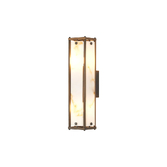 Photograph: Idolite Vault 40cm 2 Light Rectangular Bathroom Wall Light Painted Bronze/Brown Faux Alabaster (B) Glass - IP44