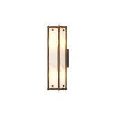 Photograph: Idolite Vault 40cm 2 Light Rectangular Bathroom Wall Light Painted Bronze/Grey Faux Alabaster (B) Glass - IP44
