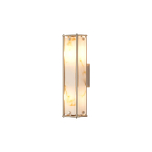 Photograph: Idolite Vault 40cm 2 Light Rectangular Bathroom Wall Light Satin Nickel/Brown Faux Alabaster (B) Glass - IP44