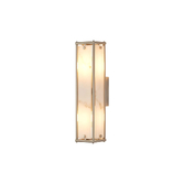 Photograph: Idolite Vault 40cm 2 Light Rectangular Bathroom Wall Light Satin Nickel/Grey Faux Alabaster (B) Glass - IP44