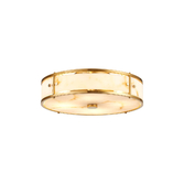 Photograph: Idolite Vault 40cm 4 Light Round Flush Bathroom Ceiling Light Brass/Brown Faux Alabaster (B) Glass - IP44