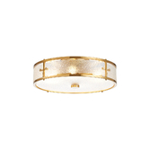 Photograph: Idolite Vault 40cm 4 Light Round Flush Bathroom Ceiling Light Brass/Clear Diamond Pattern (C) Glass - IP44