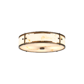 Photograph: Idolite Vault 40cm 4 Light Round Flush Bathroom Ceiling Light Painted Bronze/Brown Faux Alabaster (B) Glass - IP44