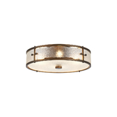 Photograph: Idolite Vault 40cm 4 Light Round Flush Bathroom Ceiling Light Painted Bronze/Clear Diamond Pattern (C) Glass - IP44