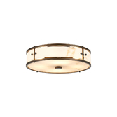 Photograph: Idolite Vault 40cm 4 Light Round Flush Bathroom Ceiling Light Painted Bronze/Grey Faux Alabaster (B) Glass - IP44